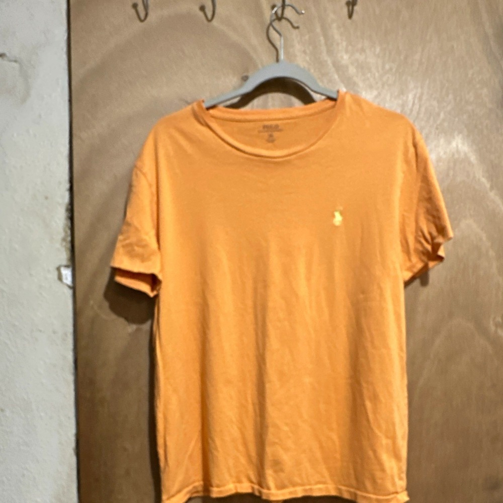 Polo Ralph Lauren Men's M Orange Cotton Knit Crew Neck Short Sleeve Logo Tee